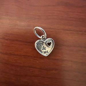 Authentic Pandora Charm “you & me” heart sterling silver pendant